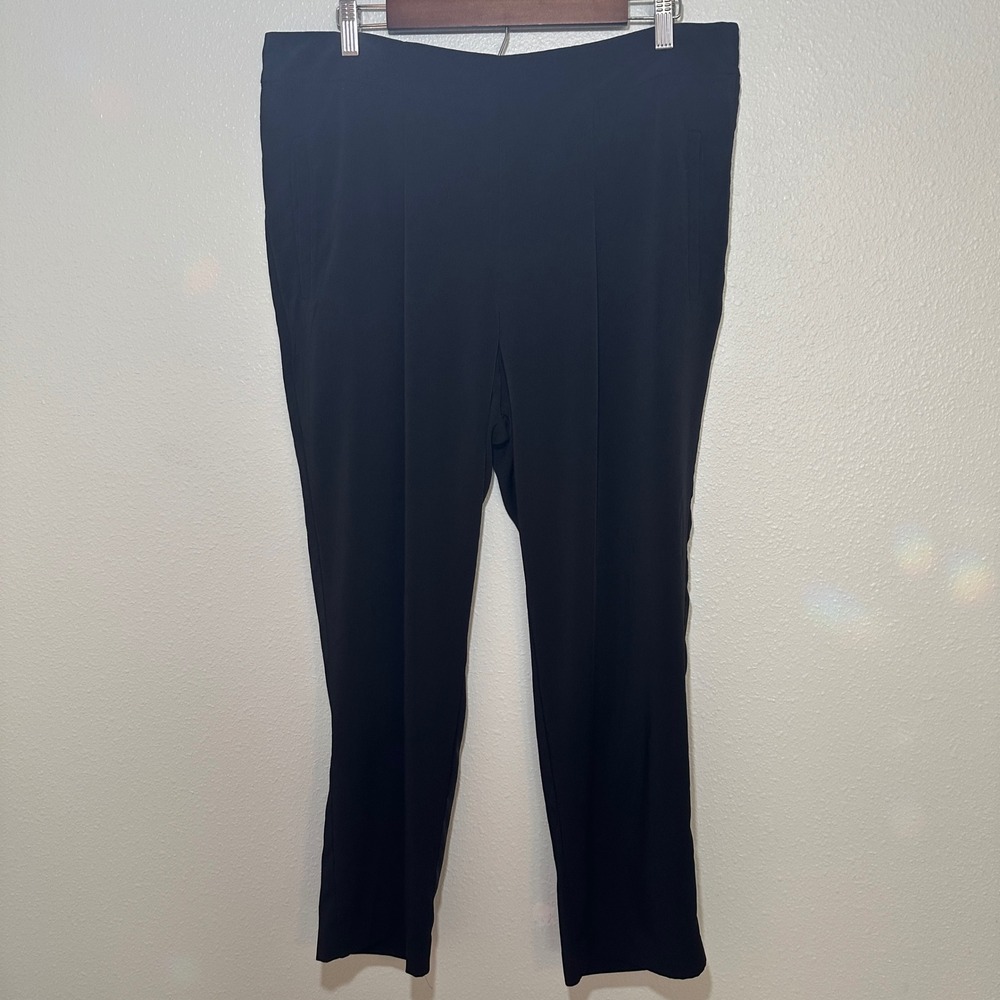 Worthington Womens Black Slim Leg Dress Pants Size 14 Trousers Flat Front Pocket